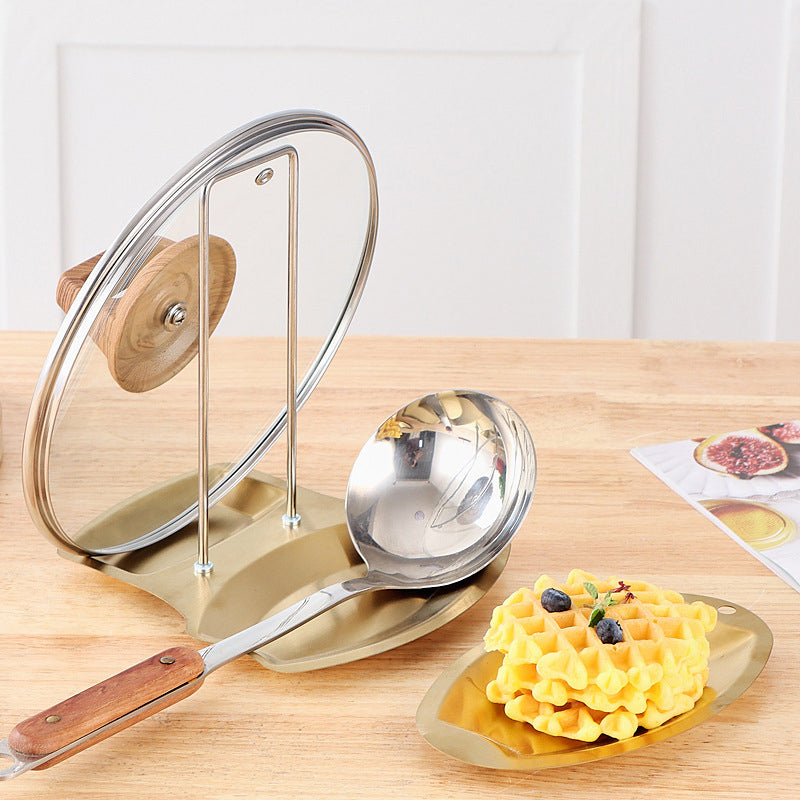 Stainless Steel Pot Lid & Utensil Holder with Drip Tray