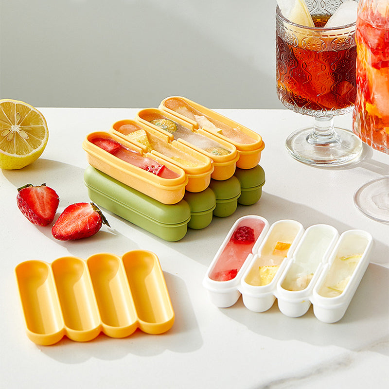 4-Grid Silicone Ice Stick Tray with Lid