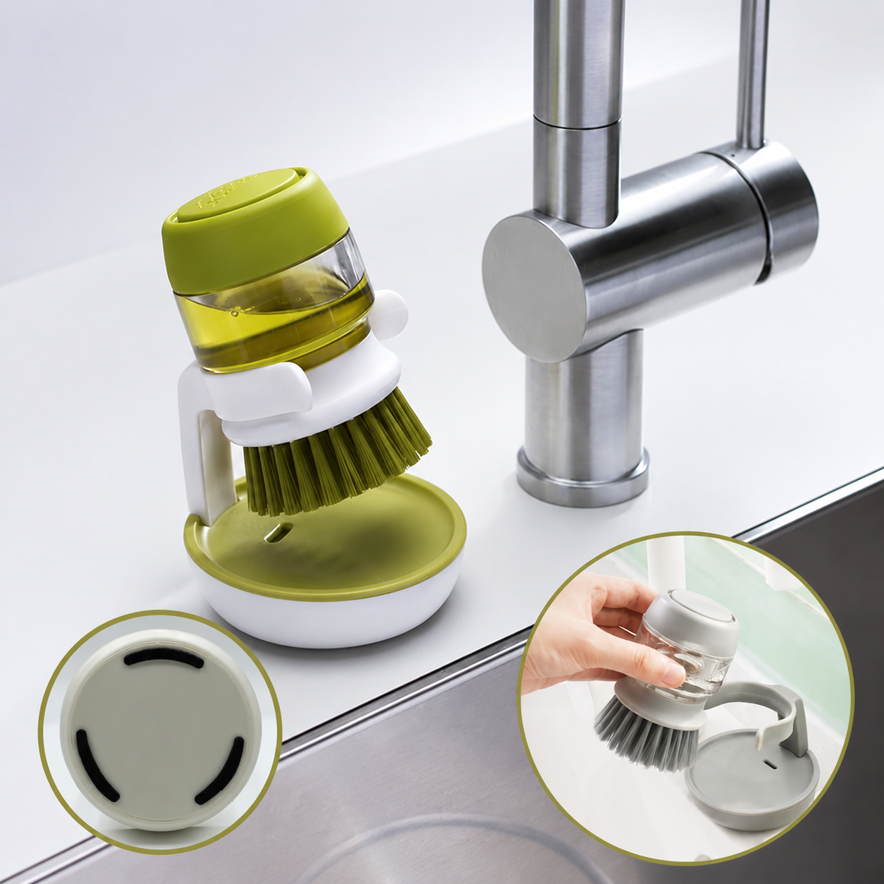 3-in-1 Liquid Dispensing Dish Brush