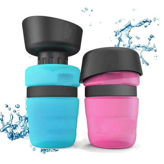 Portable Leakproof Squeeze Pet Water Bottle with Foldable Bowl