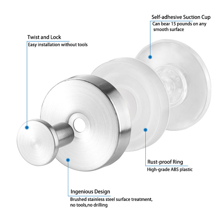 Stainless Steel No-Trace Suction Hooks | Strong Hold & Easy Installation