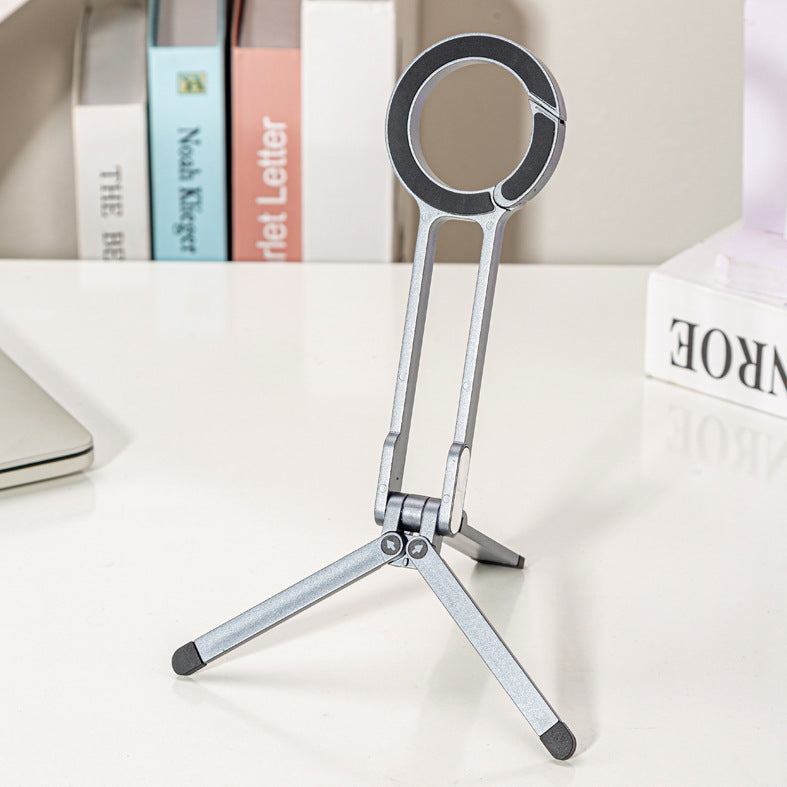 Dual-Sided Magnetic Phone Stand, 180° Rotating Foldable Tripod with Strong Base & Hanging Hook