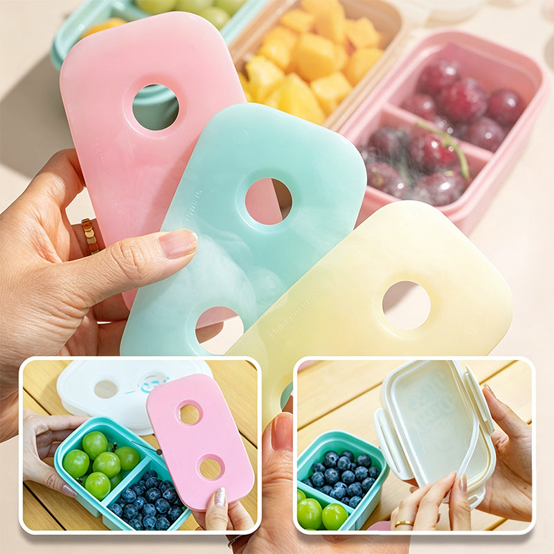 Portable Kids Fresh-Keeping Bento Box with Ice Pack & Compartments