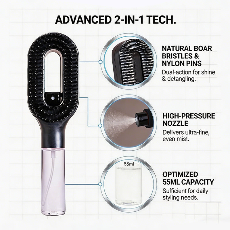 2-in-1 Mist Spray Hair Brush
