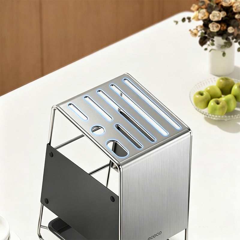 Ventilated Stainless Steel Knife Holder with Removable Drip Tray