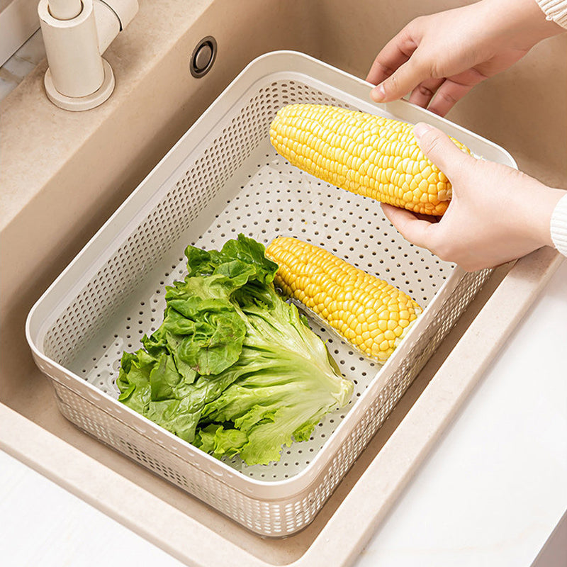 Large Capacity 2-Tier Stackable Square Drain Basket Set