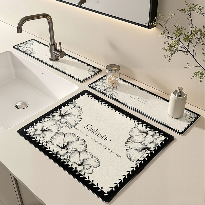 Premium Nappa Leather Quick-Dry Dish Drying Mat