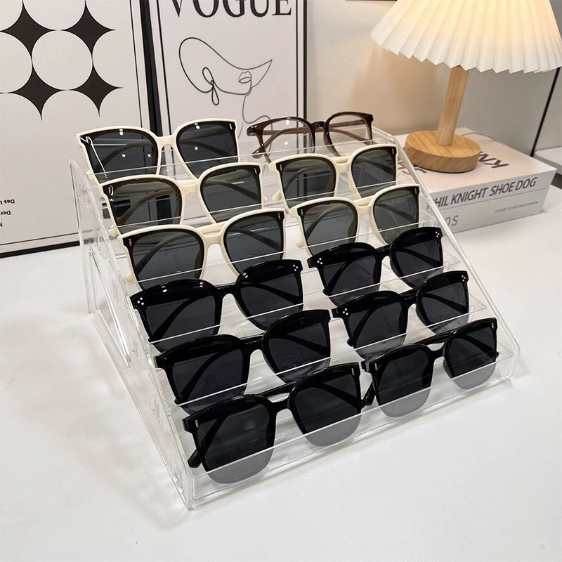 Large Capacity Acrylic Tiered Eyeglass Storage Rack