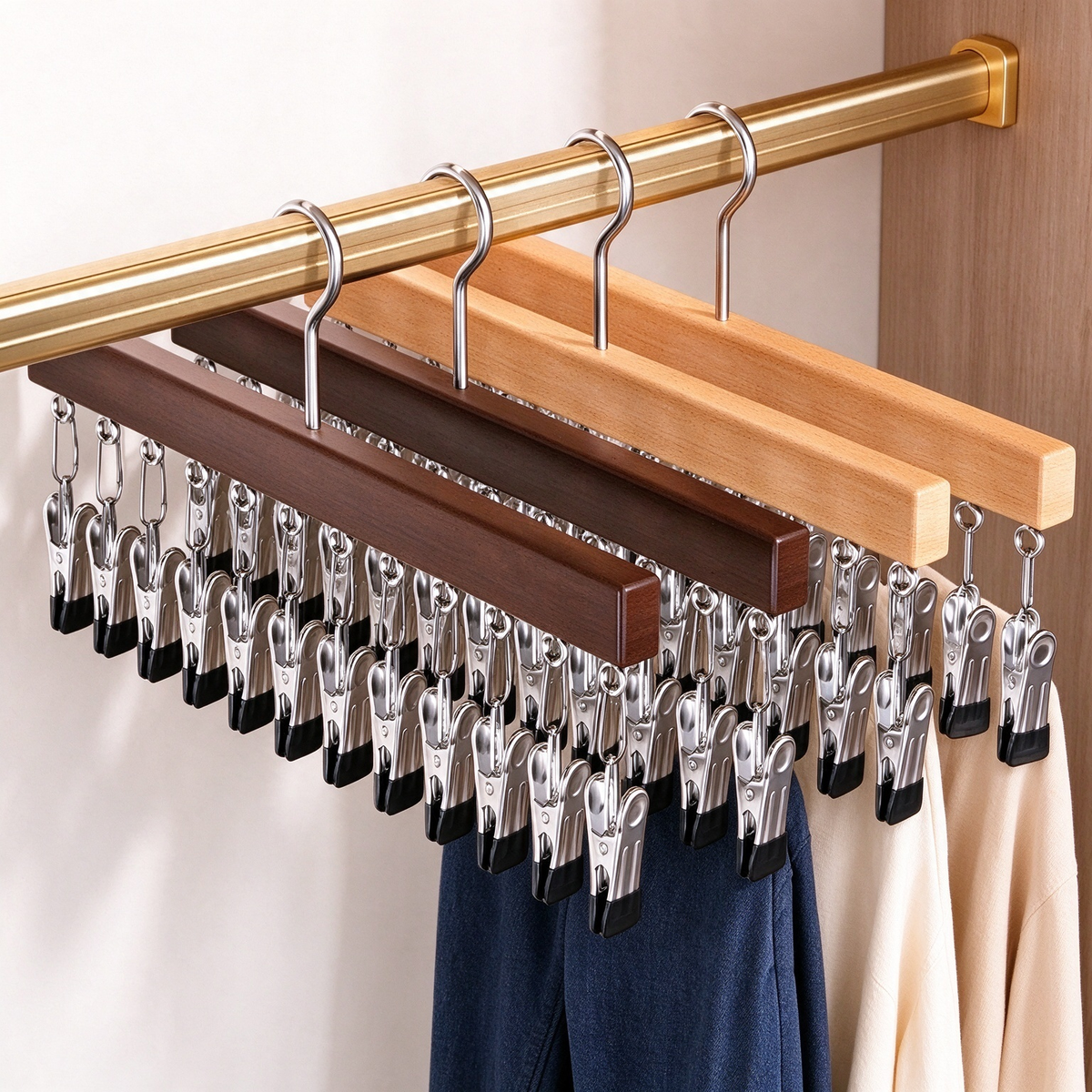 Multi-Clip Clothes Hanger