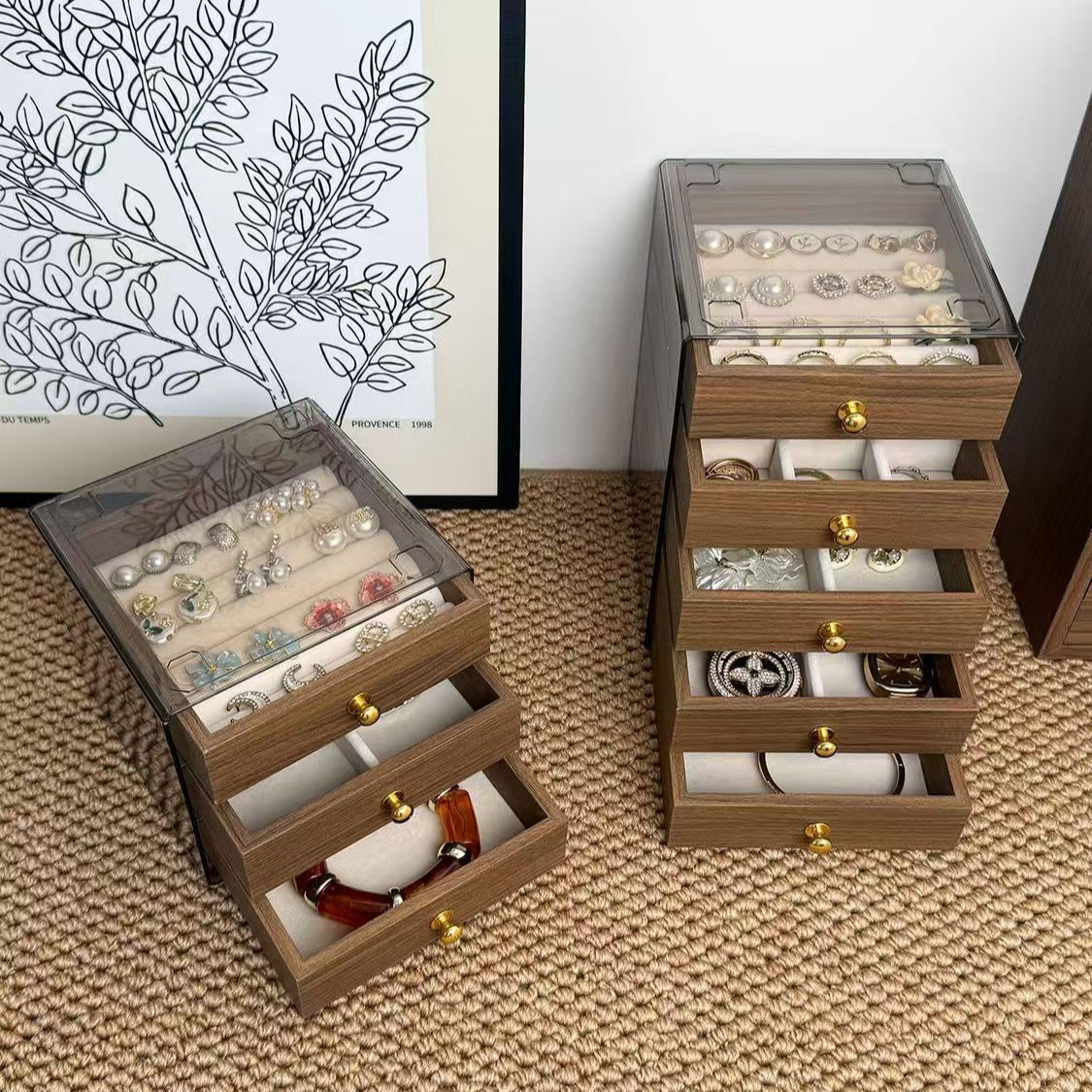 Stylish Wood-Grain Anti-Oxidation Jewelry Box | Multi-Compartment Organizer