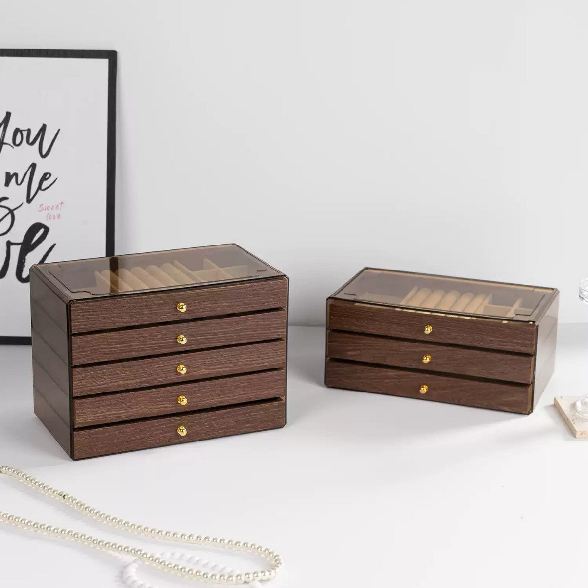 Stylish Wood-Grain Anti-Oxidation Jewelry Box | Multi-Compartment Organizer