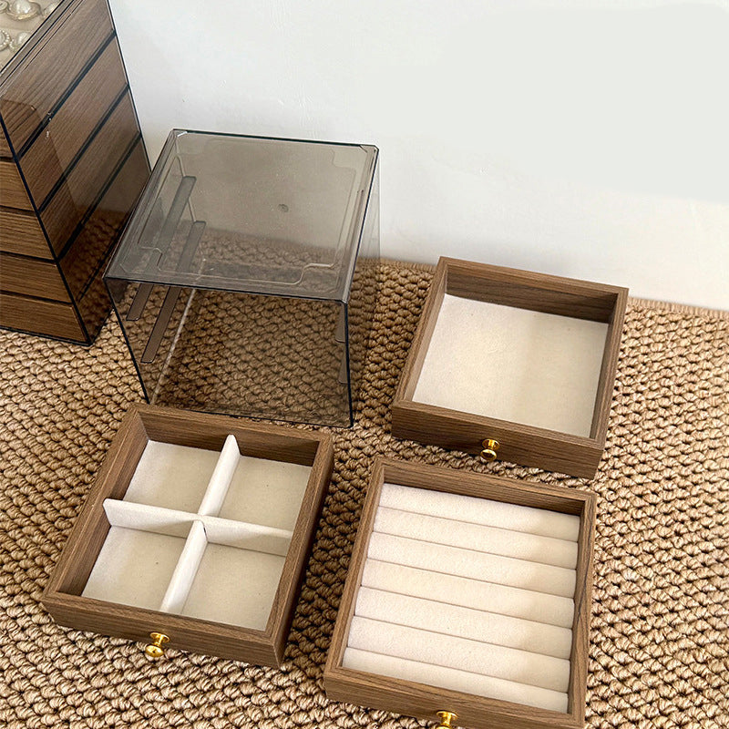 Stylish Wood-Grain Anti-Oxidation Jewelry Box | Multi-Compartment Organizer