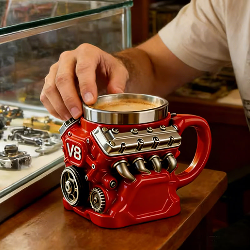 V8 Engine Coffee Cup – Double Insulated Mug for Hot & Cold Drinks