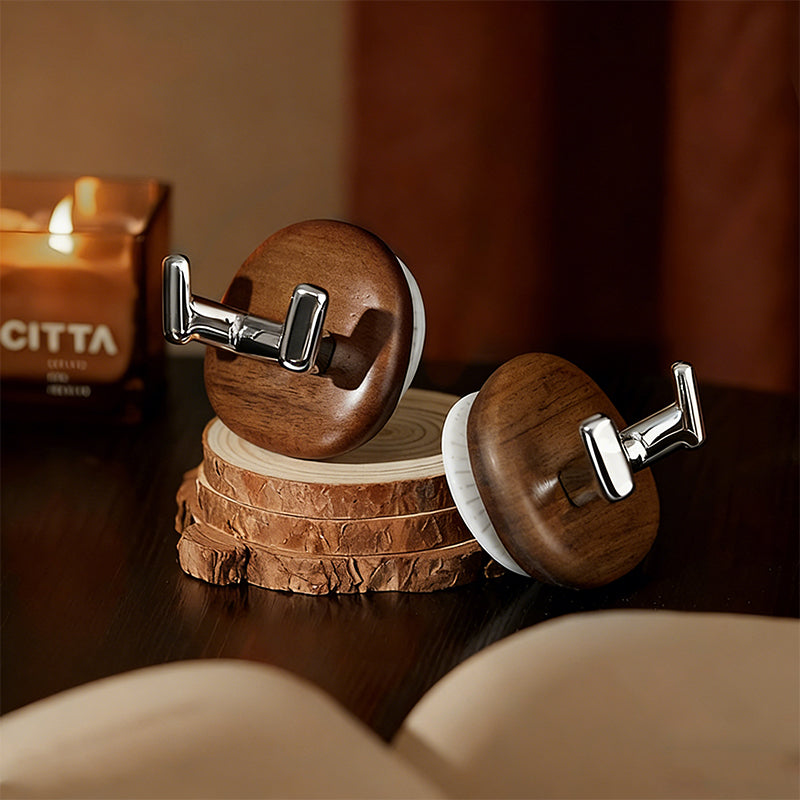 Premium Walnut Double Hook with Suction Cup – Removable & No Trace