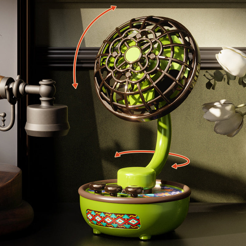 Portable Retro Fan with 3 Speeds & Ambient Light