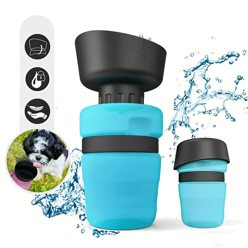 Portable Leakproof Squeeze Pet Water Bottle with Foldable Bowl