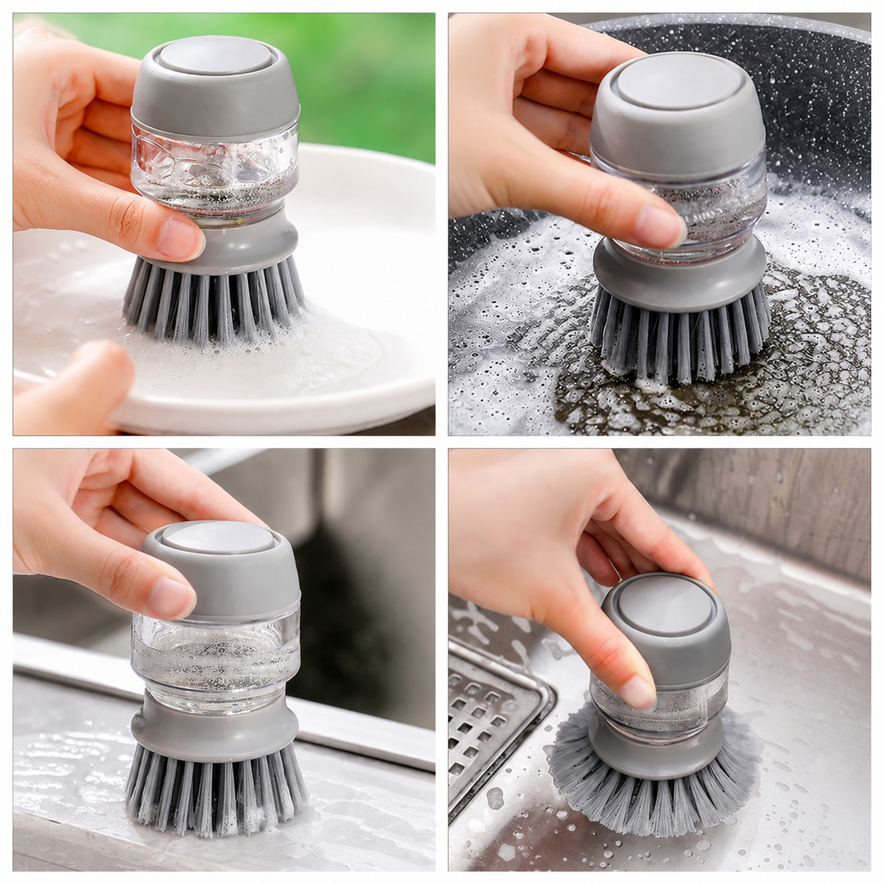 3-in-1 Liquid Dispensing Dish Brush