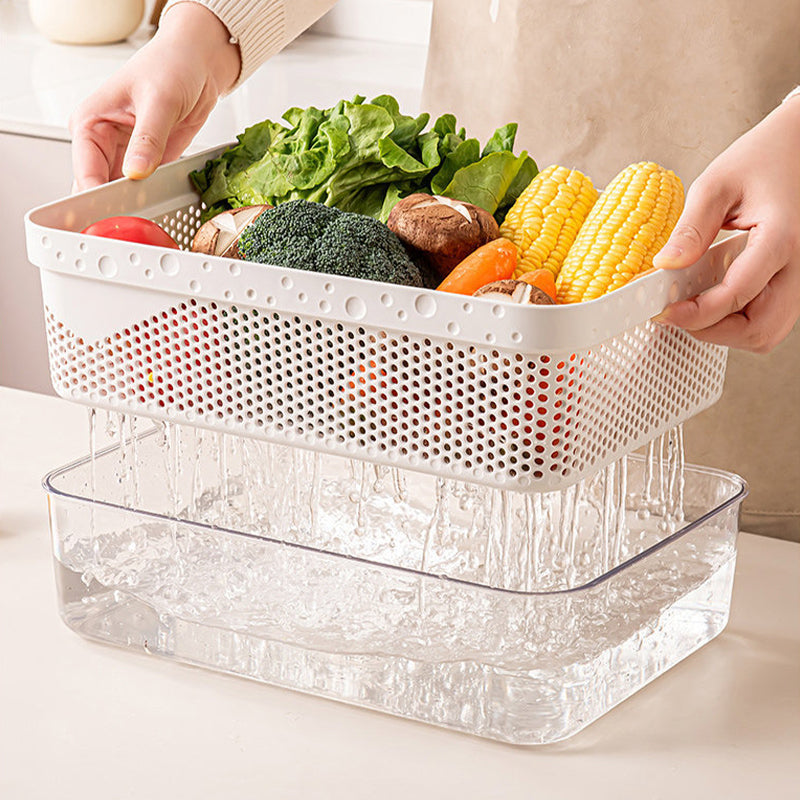 Large Capacity 2-Tier Stackable Square Drain Basket Set