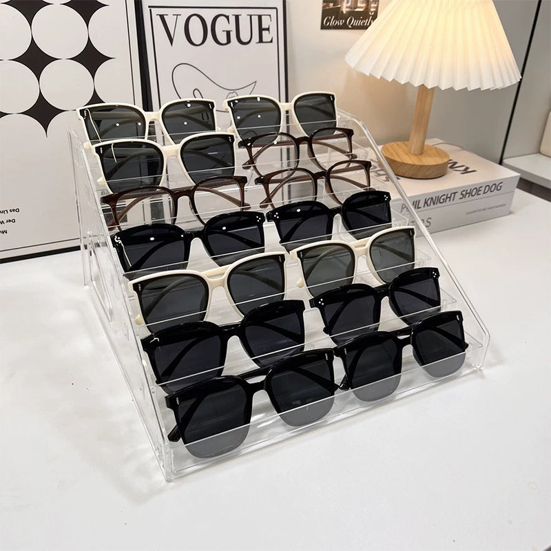 Large Capacity Acrylic Tiered Eyeglass Storage Rack