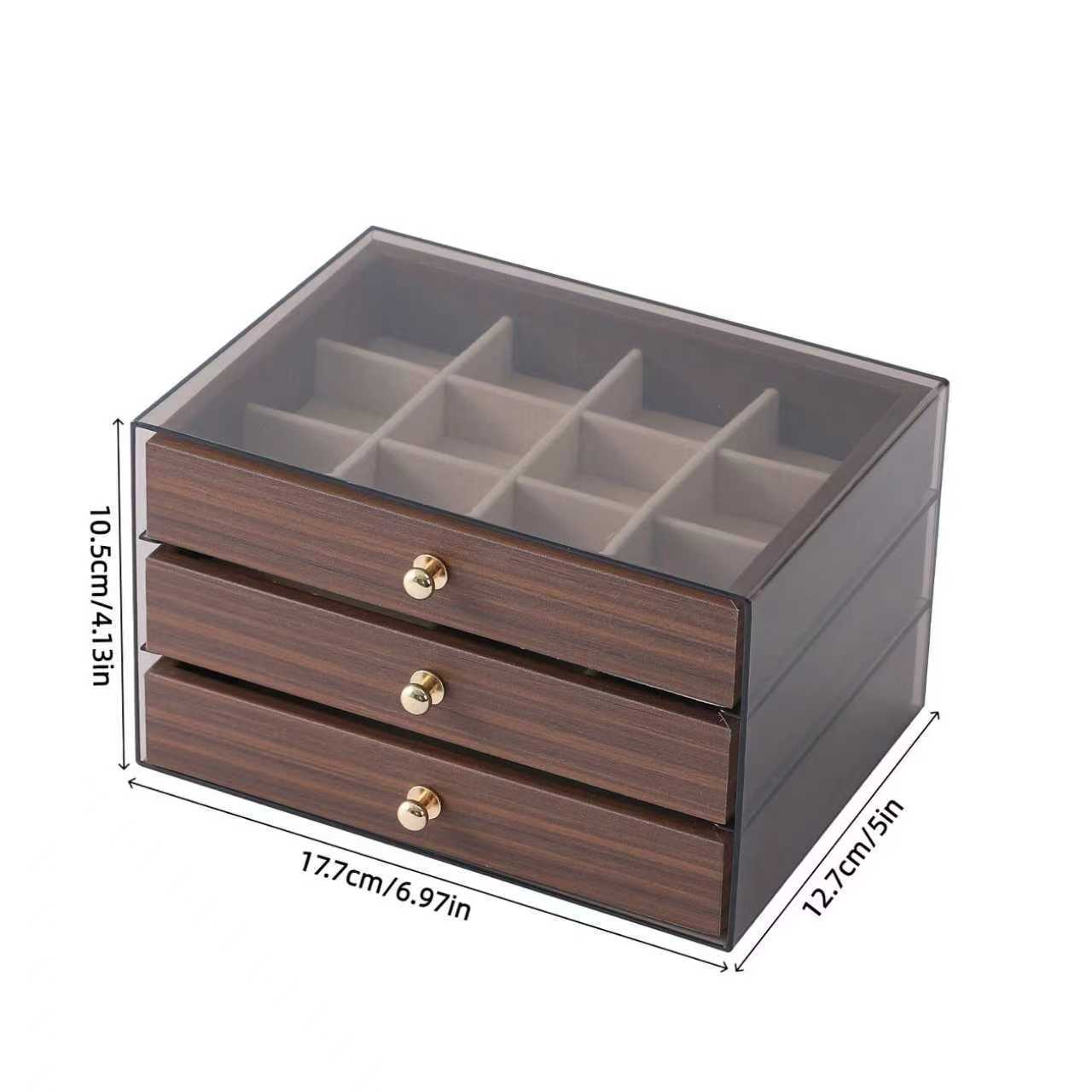 Stylish Wood-Grain Anti-Oxidation Jewelry Box | Multi-Compartment Organizer