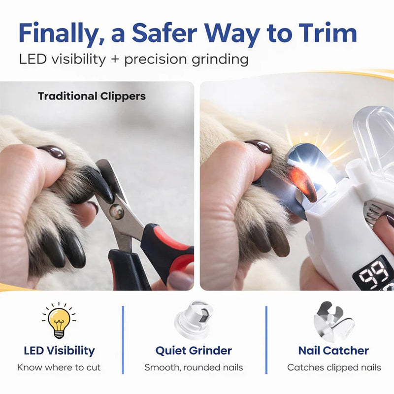 Professional Pet Nail Clipper Grinder with LED Light & Digital Display