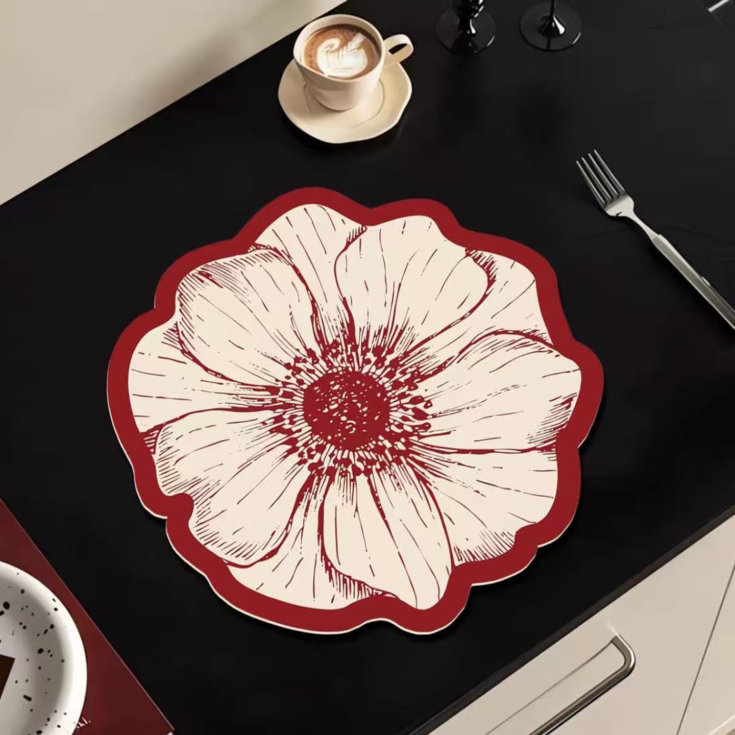 Rose-pattern Water Draining Mat