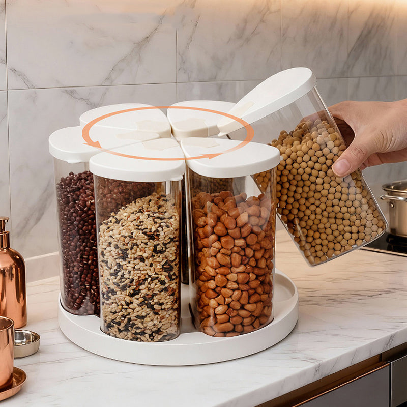 360° Rotating 6-Compartment Airtight Grain Storage Rack