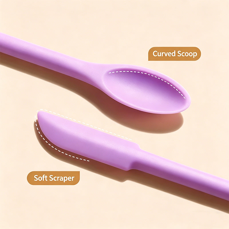 Dual-Ended Silicone Bottle & Jar Scraper for Skincare & Kitchen Use