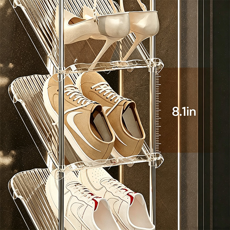 Space-Saving Slim Vertical Rattan Shoe Rack Organizer