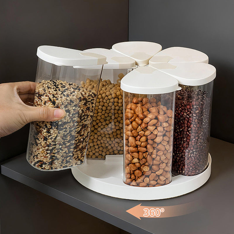 360° Rotating 6-Compartment Airtight Grain Storage Rack