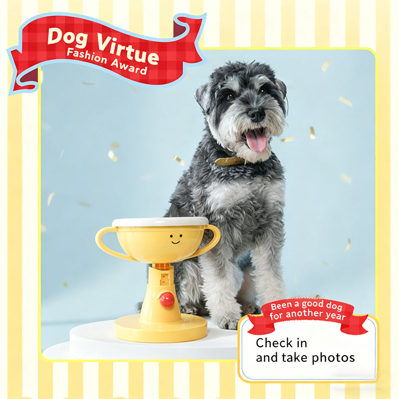 Trophy-Shaped Adjustable Pet Bowl with Neck Support