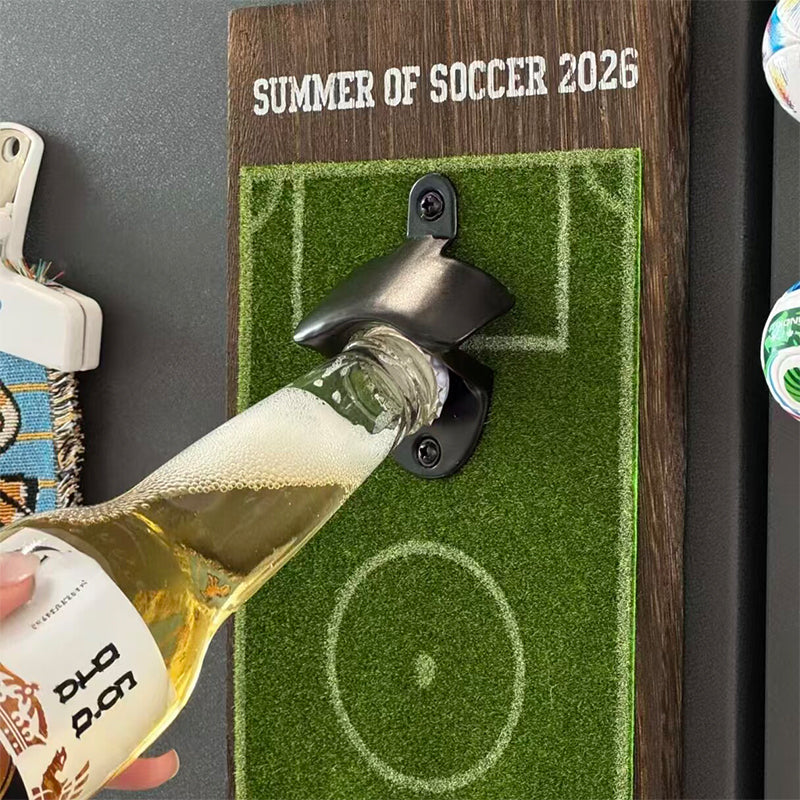 Soccer Field Wall Bottle Opener with Cap Catcher