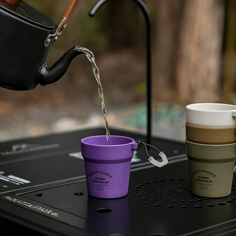 Stackable Camping Cup Set with Glow-in-the-Dark Handles