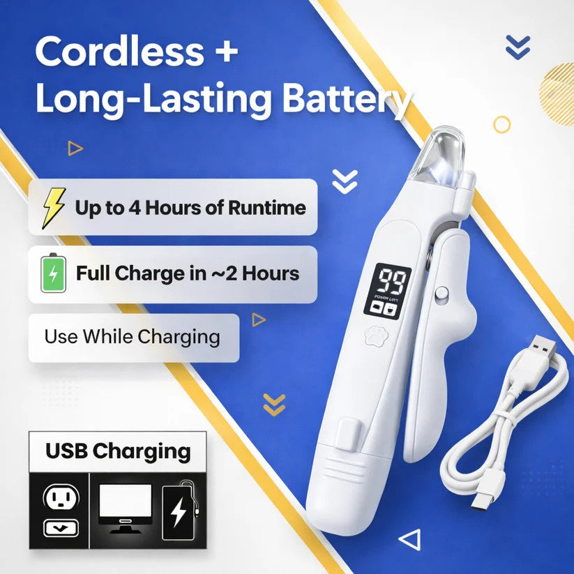 Professional Pet Nail Clipper Grinder with LED Light & Digital Display