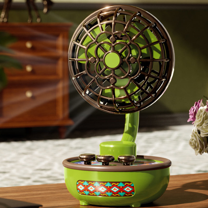Portable Retro Fan with 3 Speeds & Ambient Light