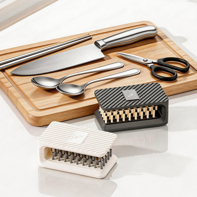 No-Drill Wall-Mounted Knife Cleaning Brush