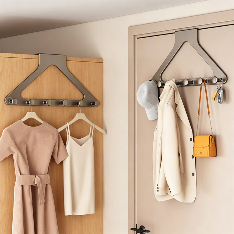 No-Drill Carbon Steel Over-the-Door Hook Rack