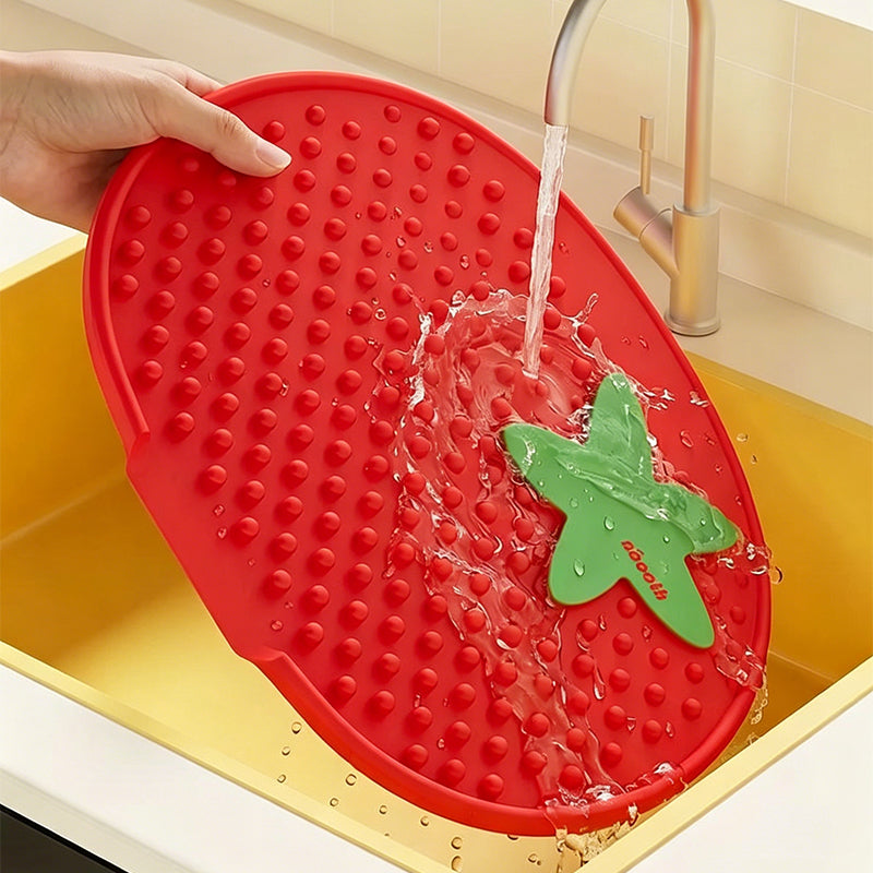 13° Sloped Tomato-Style Silicone Dish Drying Mat–Large Capacity & Leak-Proof Design