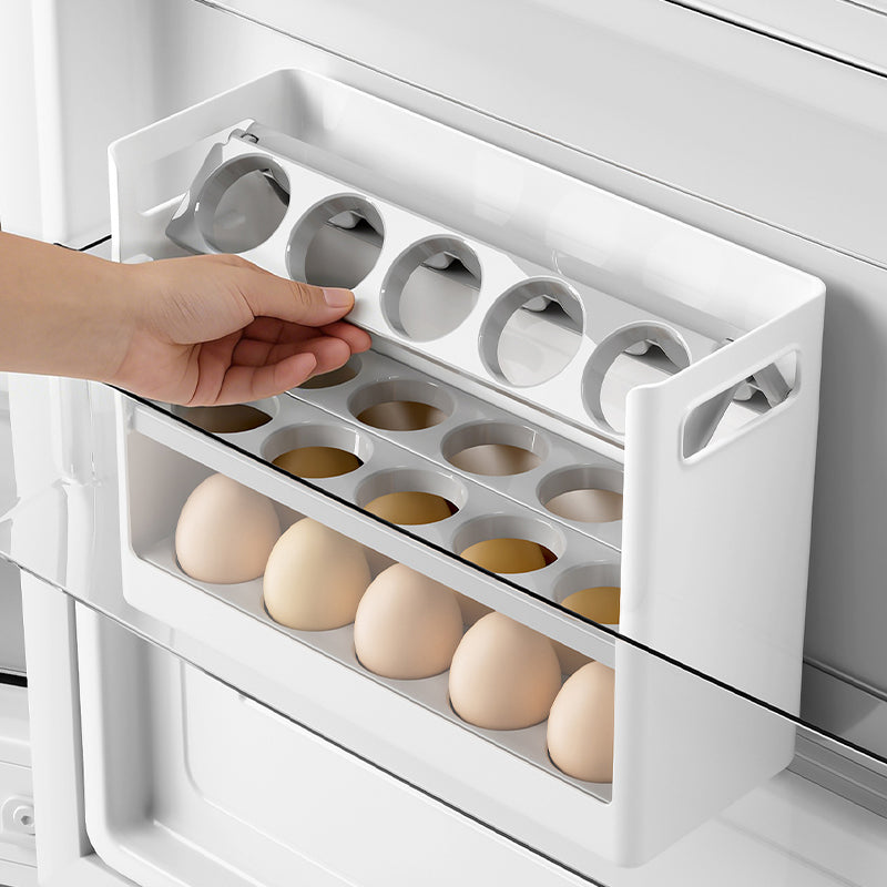 Multi-Layer Foldable Refrigerator Door Egg Organizer
