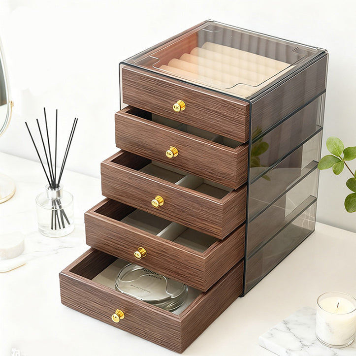 Stylish Wood-Grain Anti-Oxidation Jewelry Box | Multi-Compartment Organizer