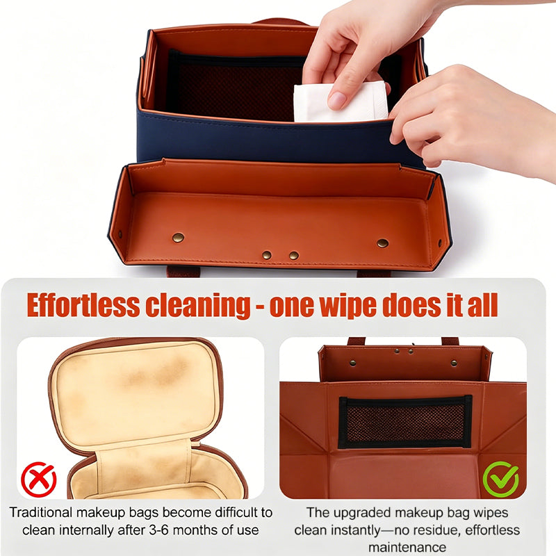 PU Leather Magnetic Large Capacity Makeup Organizer Bag