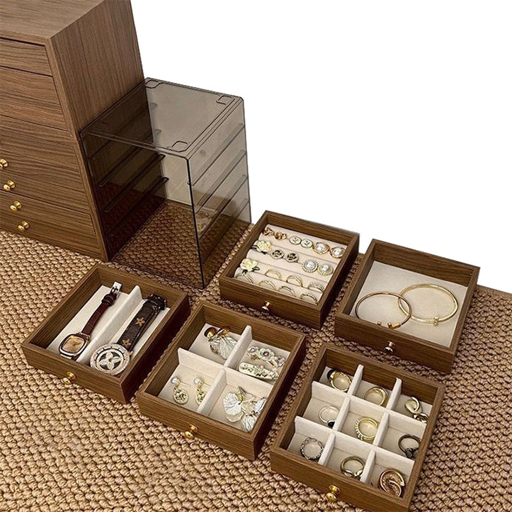 Stylish Wood-Grain Anti-Oxidation Jewelry Box | Multi-Compartment Organizer