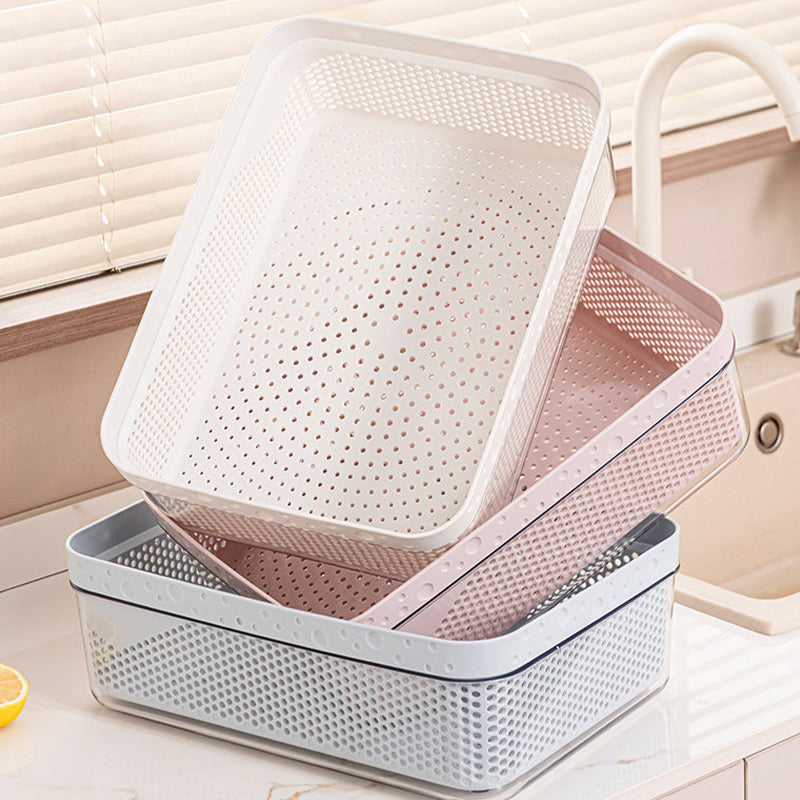 Large Capacity 2-Tier Stackable Square Drain Basket Set