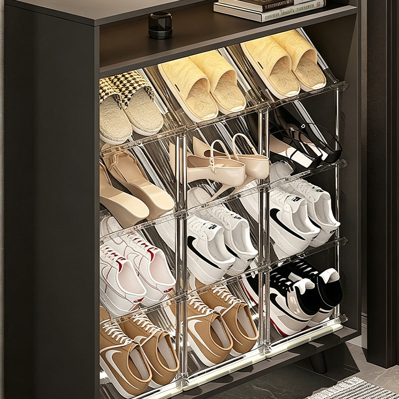 Space-Saving Slim Vertical Rattan Shoe Rack Organizer