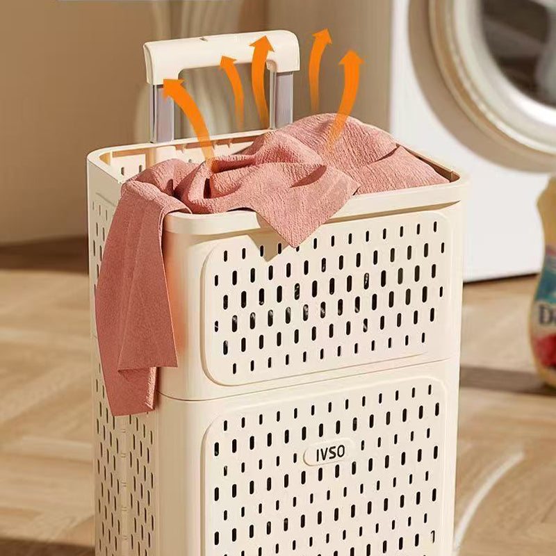 Expandable & Foldable Dual-Layer Laundry Hamper with Swivel Wheels
