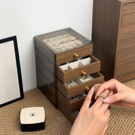 Stylish Wood-Grain Anti-Oxidation Jewelry Box | Multi-Compartment Organizer