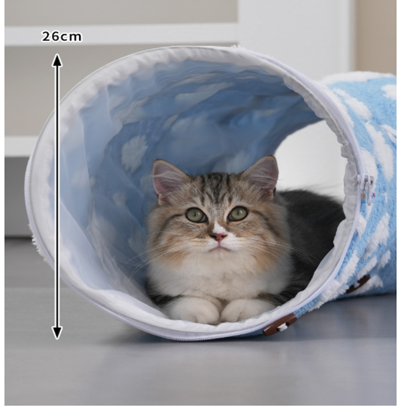 Fabric & Canvas Tunnel Cat Bed with Cushion