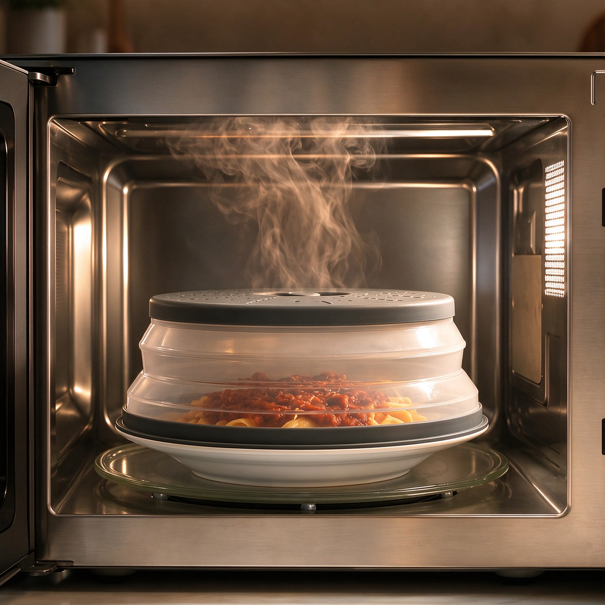 2-in-1 Splash-Proof Heating Cover & Colander