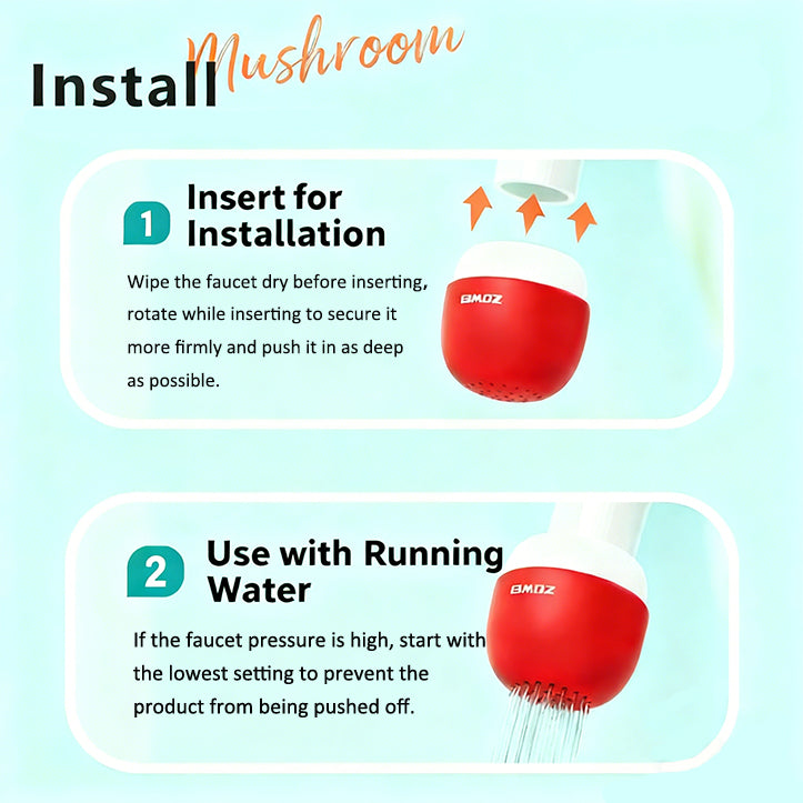 Portable Faucet Water Filter | Removes Impurities,  Cute Mushroom Design