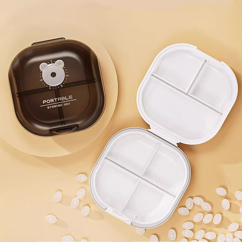 Portable Multi-Compartment Pill Organizer with Intake Counter